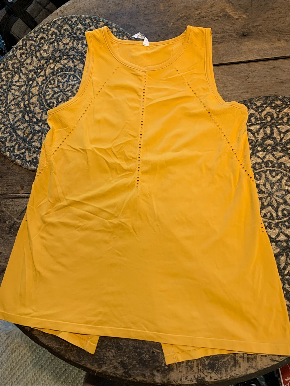 Athleta Foothill Sleeveless Eyelet Detail Tank Top - Mustard Yellow Gold